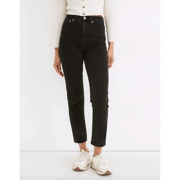 Madewell Classic Straight Jeans Lunar Wash Black High Rise Stretch Denim US 24 - Picture 1 of 16